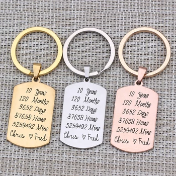 

Private Customized Key Chain Anniversary Souvenir Dog Tag Charm For Couple Lover Husband Wife Birthday Gift Fashion Keyring