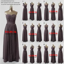Sexy Neue Dunkelgrau Lange Brautjungfer Kleider Cabrio Formales Abschlussball-partei-kleid DIY Kleid Stil, wie Sie Möchten Chiffon Elegante