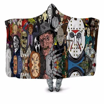 

Strange Movie 3D Printed Plush Hooded Washable Blanket for Adult Child Sofa Quilt Wearable Fleece Throw DIY Blanket Home Office