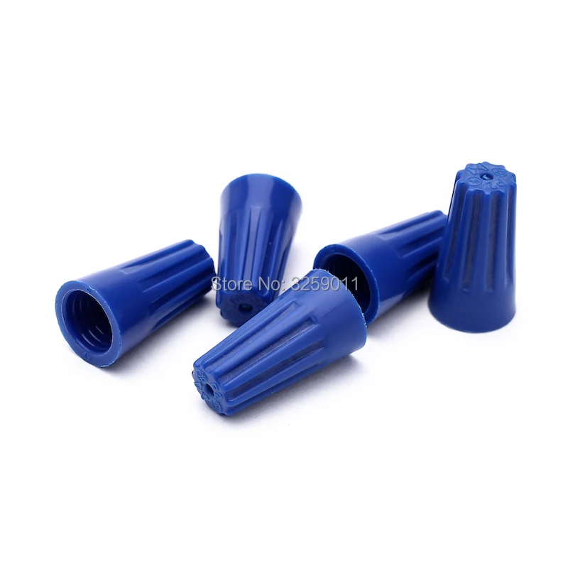 

1000PCS Spring Insert Blue Wire Twist Nut Connector Terminals Cap 22-14 AWG P2 Electrical Closed Terminal Lugs Press Line Cap