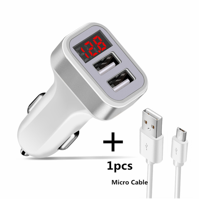 USB Car-Charger with LED Screen Smart Auto for iPhone 7 Samsung Xiaomi Car Mobile Phone chargers Car Charger Adapter Charging