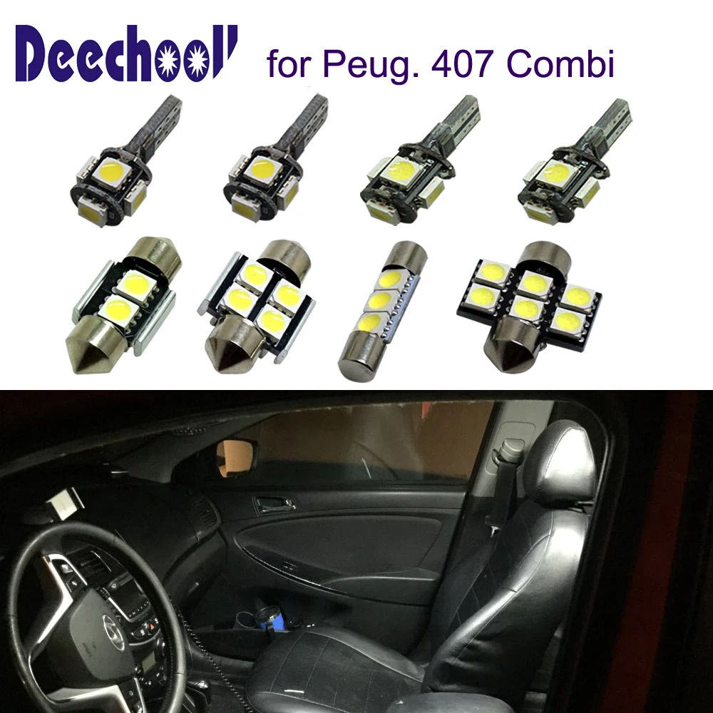 Deechooll 13 шт. автомобильные лампы для Peugeot 407 Combi белый Canbus Внутреннее освещение Kombi