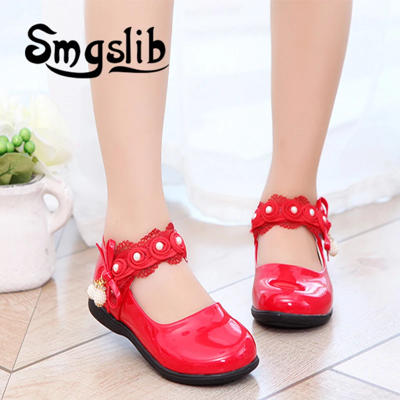 Smgslib/детская обувь для девочек с бантом и кружевной бахромой, кожаная школьная обувь для девочек, весенне-осенняя Свадебная обувь для