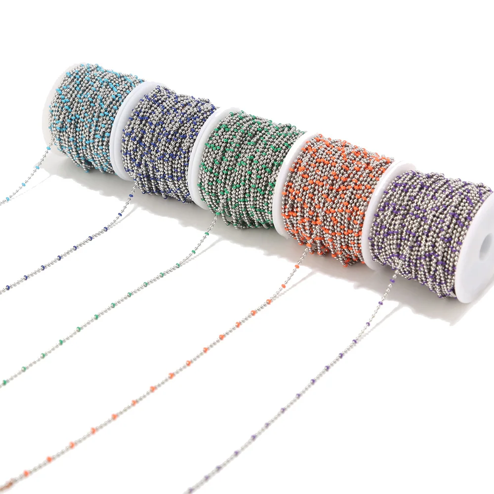 

New arrived mixed color Stainless Steel Ball Bead Chains DIY jewelry finding