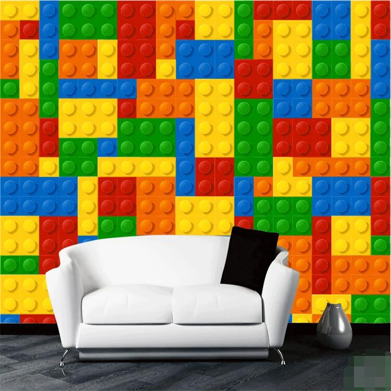 

beibehang Custom Size Modern Wall Paper Background Stitching Color Building Blocks Art Wall Covering Living Room Mural Wallpaper