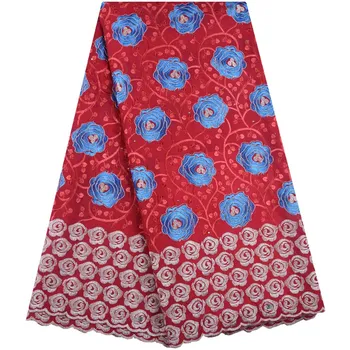 

Red African Dry Lace Fabric 2019 High Quality 100% Cotton Lace Fabric Swiss Voile Lace In Switzerland African Lace Fabric 1585