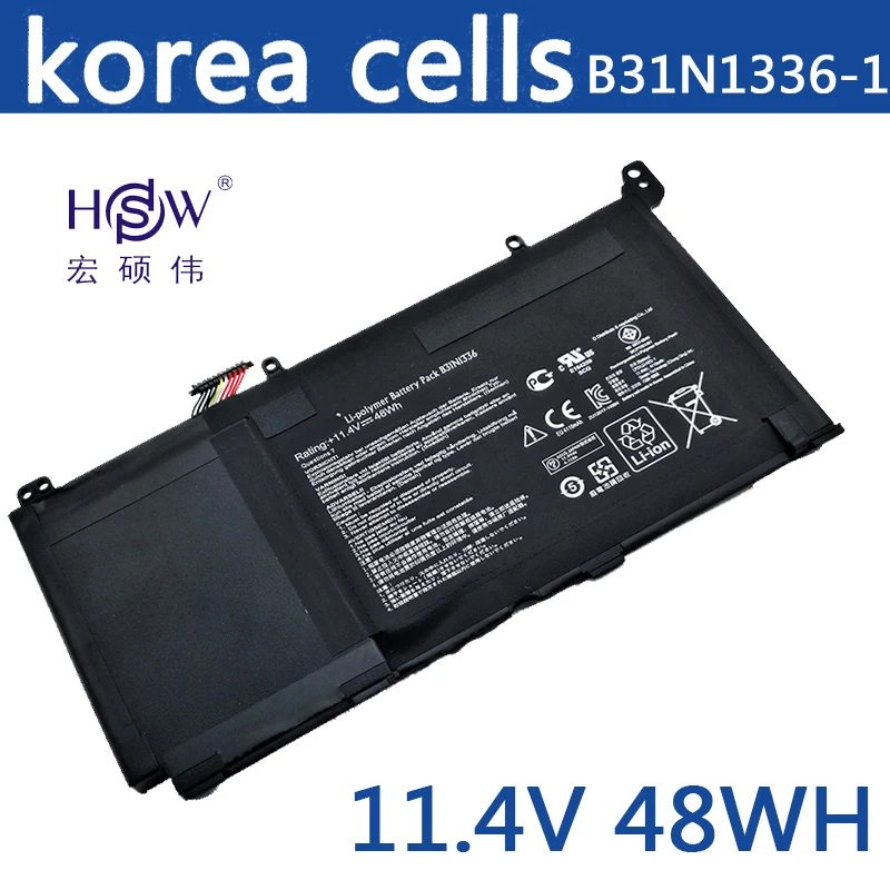 HSW 11.4V 48WH genius laptop Battery B31N1336 For Asus VivoBook S551 R553L R553LN S551LN-1A High Quality bateria akku