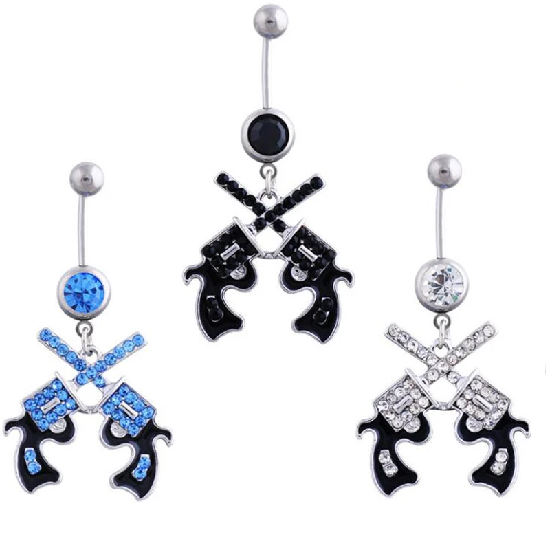 1 Piece Crystal Gun Belly Button Rings Navel Ring Zircon Love Gift