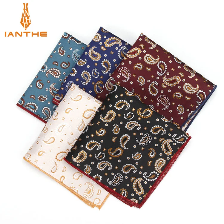 

Luxury Vintage Men's Paisley Polyester Silk Hanky Gentleman Groom Pocket Square Handkerchief Paisley Wedding Classic Party Gift