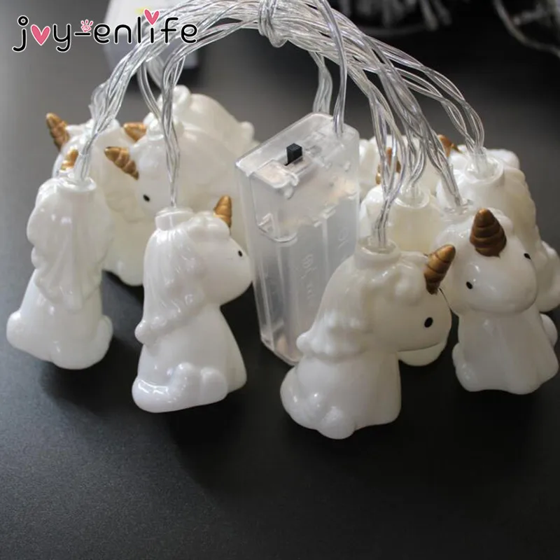 Joy enlife 2 м Единорог головы светодиодный свет гирлянды фонари лампы комнаты фон