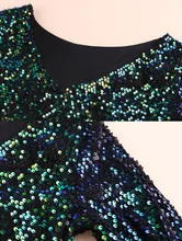 FANALA Sequined Dress Women Party Sexy Dress Stretch Bodycon Spring Autumn O-Neck Long Sleeve Backless Mini Dress Green Vestido