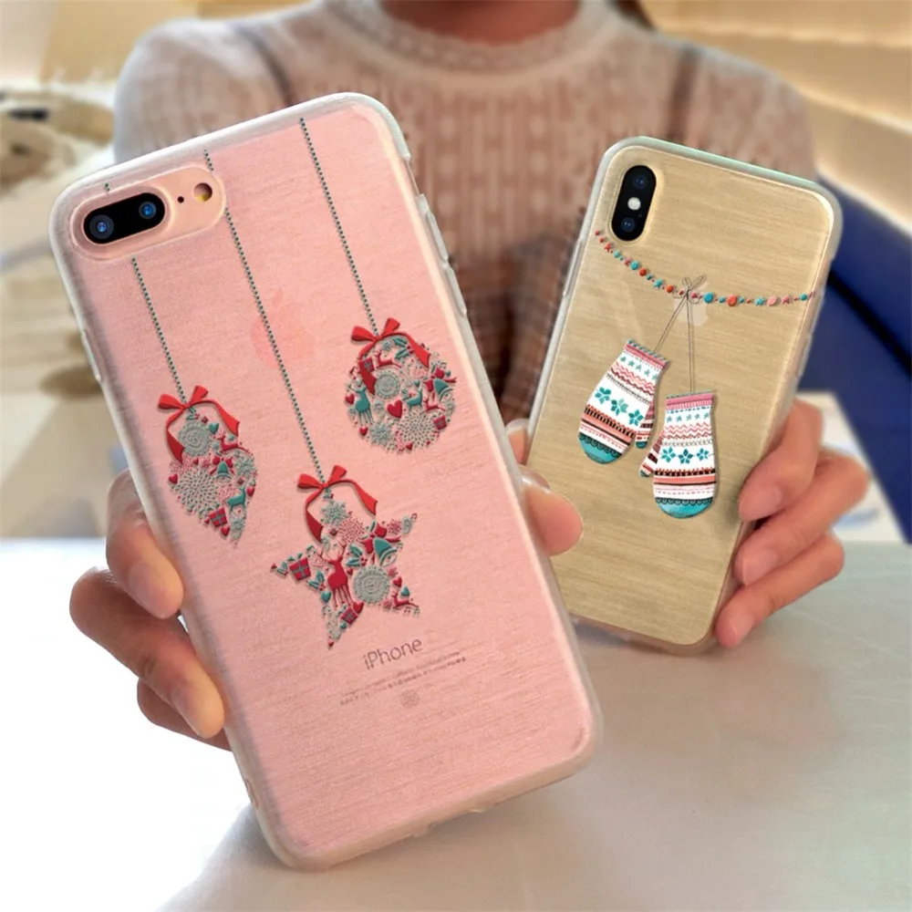 Christmas Decorations Phone Case For Fundas Iphone 8 7 Plus Tpu