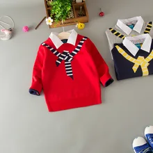 Y-16, галстук, весенние детские свитера для мальчиков, длинные рукава опрятный свитера верхняя одежда