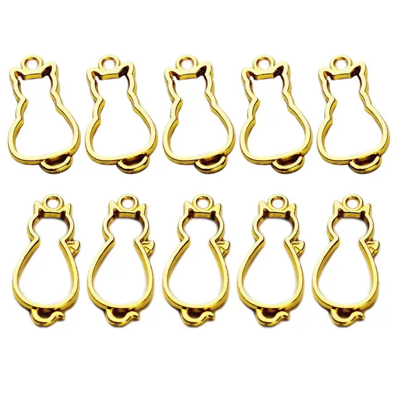 

10 Pcs/set UV Crystal Epoxy Border Back Cat Hollow Metal Frame DIY Bracelet Necklace Keychain Earring DIY Jewelry Making