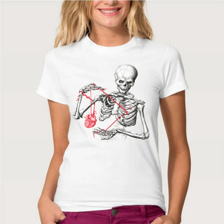 Странная футболка с надписью «I need a heart to feel complete», женская футболка, модная летняя футболка с забавным дизайном черепа, женские футболки, хипстерские Топы - Цвет: z472