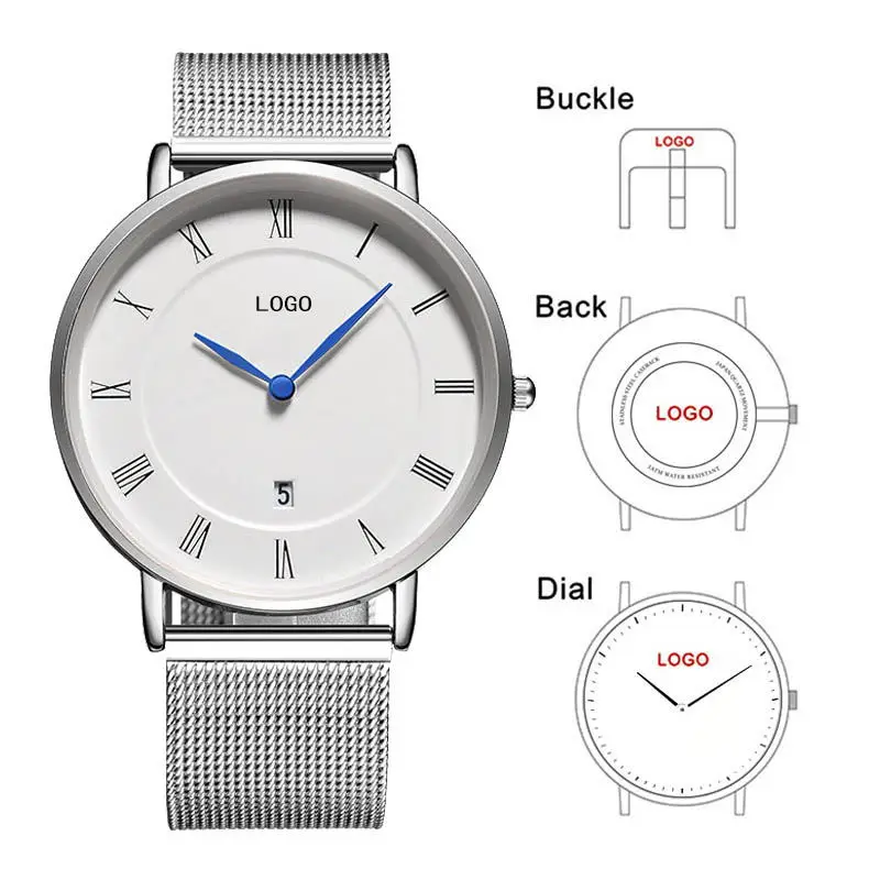 

B-8210B Build Brand Your Own Watches Minimalist Mesh Stainless Steel Stylish Mens Watches Customized Watch Dial Relogio