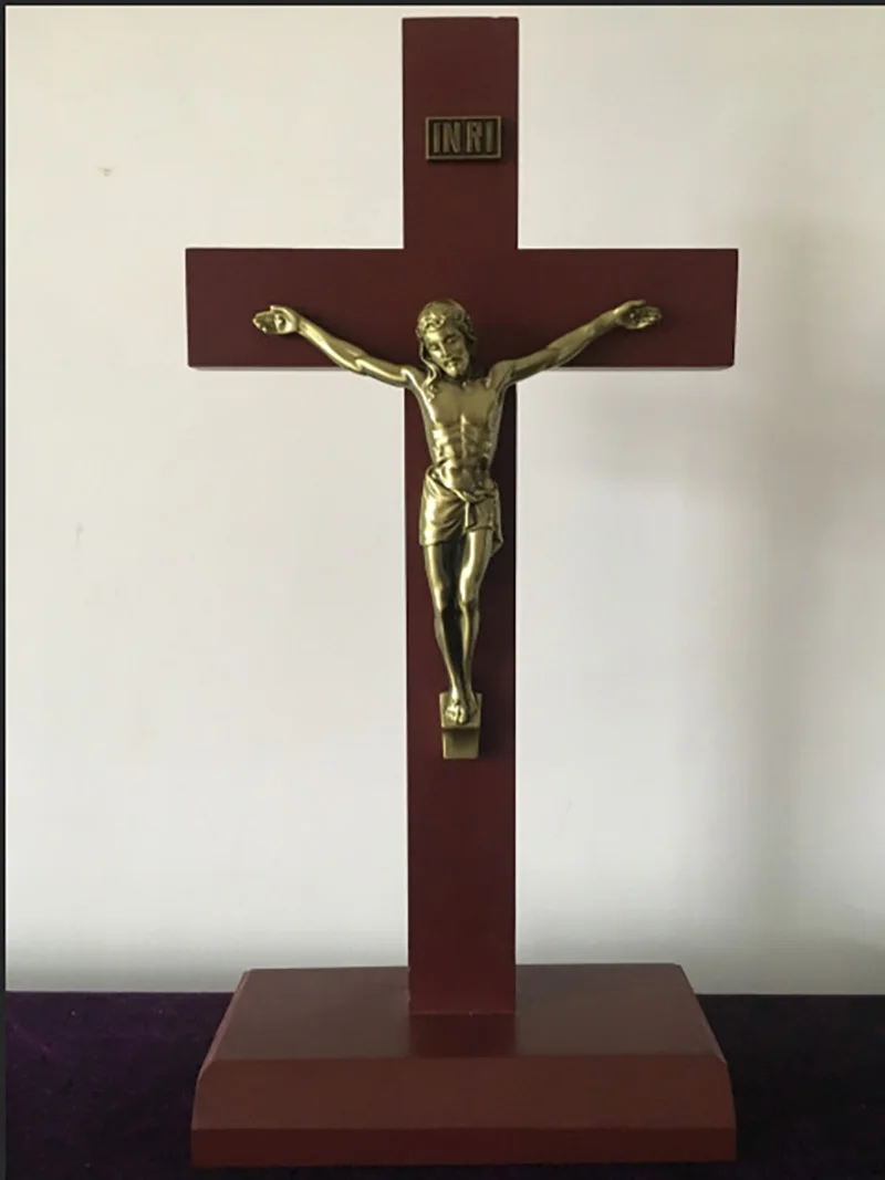 40 см христианский крест из массива дерева собора домашние настенные декорации распятие латинский крестный молитва НАД ИИСУСОМ крещение Рождество
