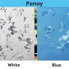 Матовое непрозрачное стекло, оконная пленка для окна, Антистатическая клейкая стеклянная наклейка s, домашний декор, наклейка на окно для ванной комнаты, синий, белый