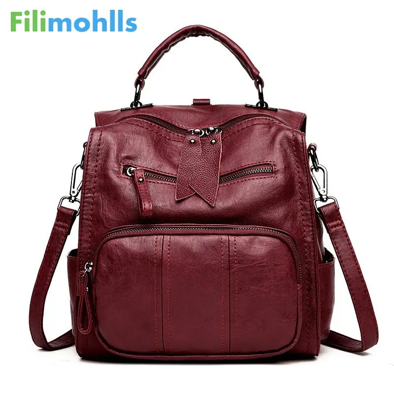 High Quality Women Bag School Bag Backpack Girl Multifunction Women Backpacks Leather Female Travel Shoulder Bag Backpack S1527 High Quality Women Bag School Bag Backpack Girl Multifunction Women Backpacks Leather Female Travel Shoulder Bag Backpack S1527