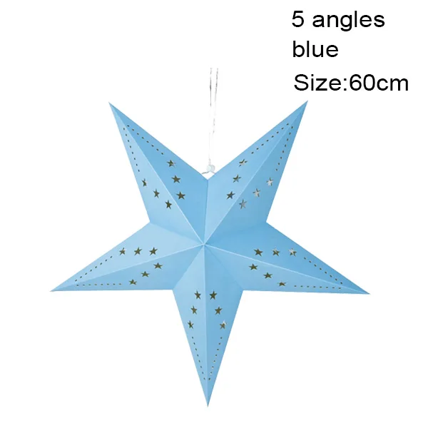 1 шт. 60 см Большой DIY семь углов бумажные звезды рождественские украшения для дома висящий Рождественский фонарь оконный камин декор комнаты - Цвет: 5 angles 60cm blue