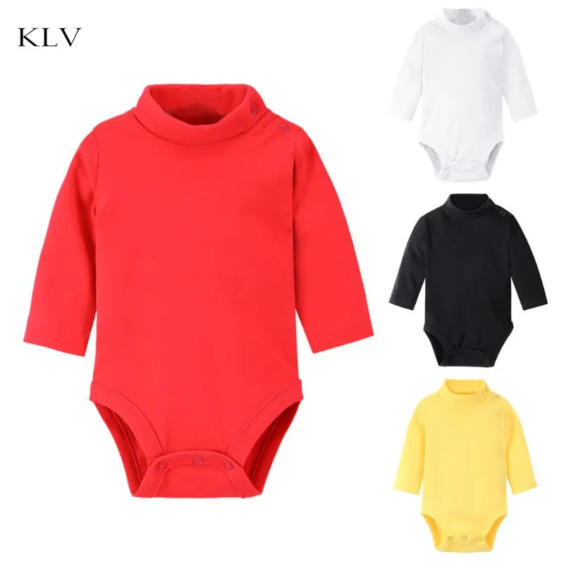 

Newborn Baby Turtleneck Body cloth Long Sleeve Cotton Solid Shoulder Snaps Romper New