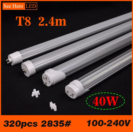 2.4m 240cm 8ft 40W T8 LED Tube TOP Newest High Brightness R17d Fa8s G13 Rotatable180degree AC100-240V SMD2835 Epistar 320 led/PC | Лампы и