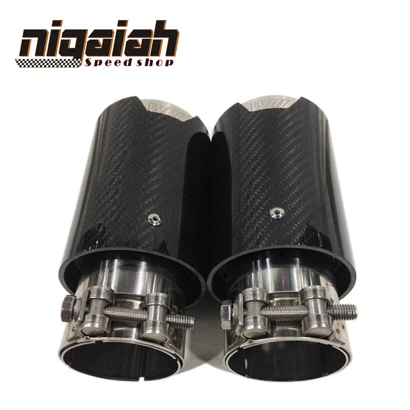 2PCS Brand New Car Carbon Fiber Exhaust End Tail Tips 2 5 in 3 5 out