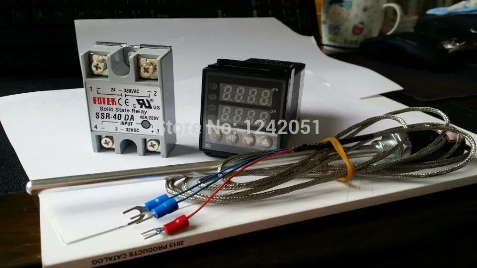 

Digital PID Temperature controller REX-C100+ max.40A SSR + PT100 thermocouple probe