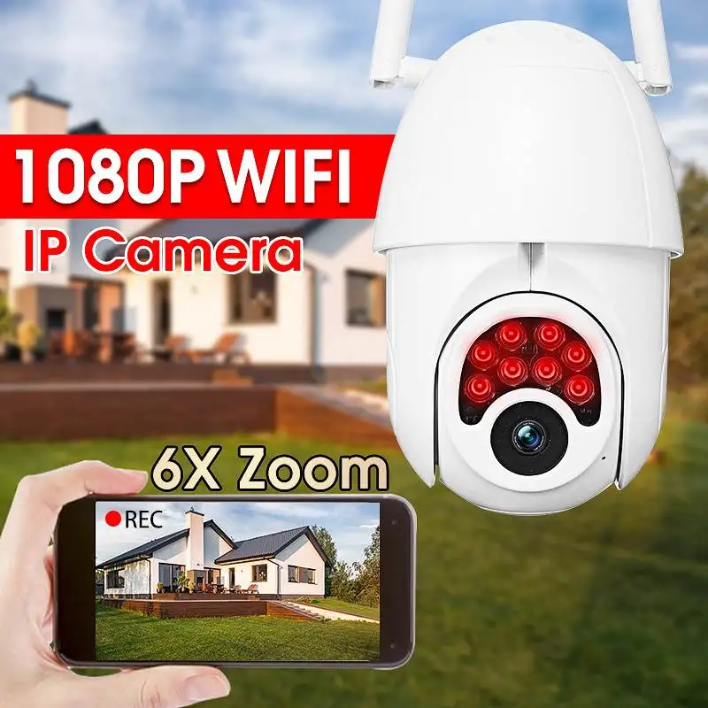 

6x Zooom HD 1080P WIFI IP Camera 8 LED Outdoor Security Surveillance Camera / Night Vision / IP66 Waterproof / PTZ / 2-way Audio