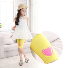 Fashion Summer Modal Pants Printing Heart Short Legins Girls Toddler 2-8Y Little Baby Girls Leggings Kids Yellow Capris Leggings