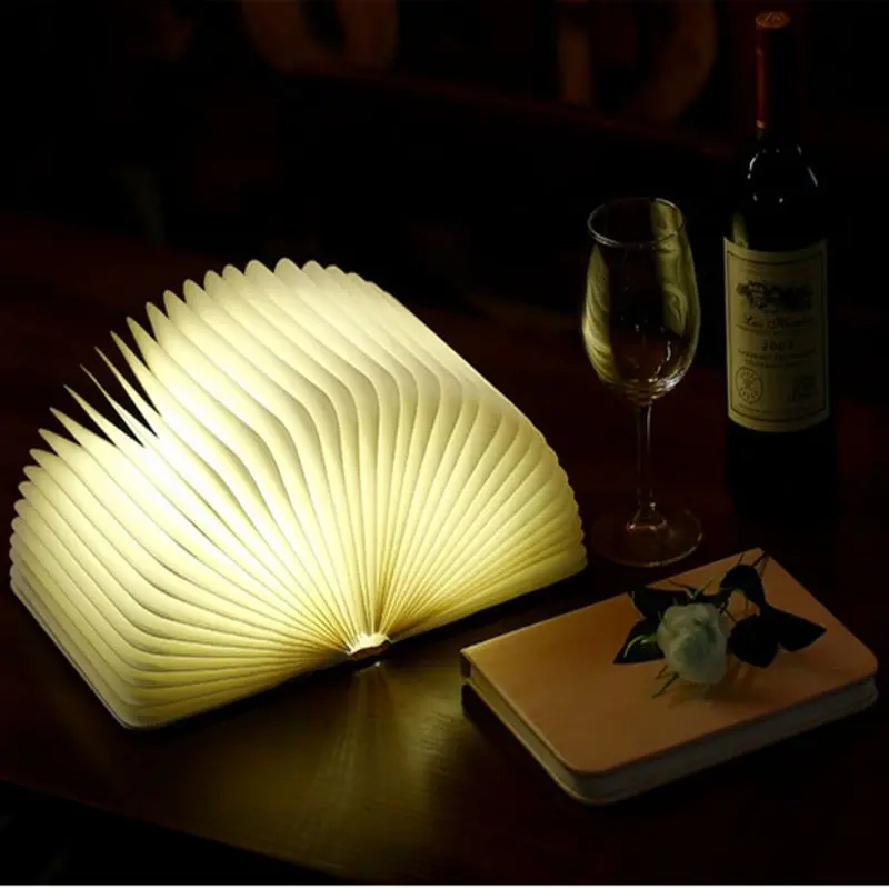 Creative Foldable Pages Folding Led Book Shape Night Light Lighting ...