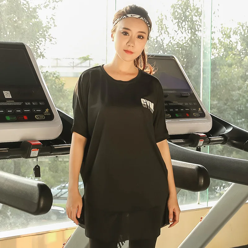 Xl-4xl 2018 новые женские спортивный топ случайные свободные с коротким рукавом