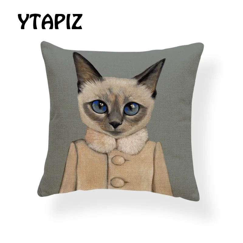 Модный стиль, наволочка с кошкой, зеленый, черный, синий, серый шарф, пальто, Геометрический Цветочный декор, наволочка для дивана, 45*45