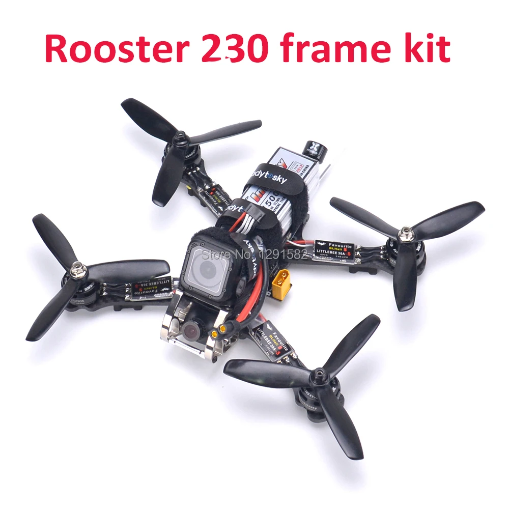 

Rooster 230 Carbon Fiber Quadcopter Kit Naze32 Rev6 / F3 flight controller GTS2305 2700kv motor Littlebee BLHeli-s 30A TS5828
