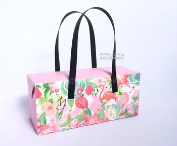 

Handle Pink paper gift box package, Paper Favor Bag Cupcake Packing Cake Boxes Gift Box with handle kraft nuts box 100pcs/lot