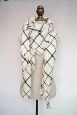 Дизайн осень и зима теплые шарфы 140x140 см квадратный шарф для унисекс черный и белый цвет шарф в клеточку шаль