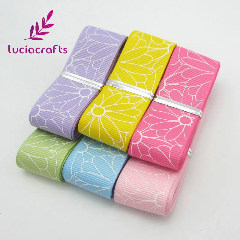 Lucia crafts 25 мм полиэстер с цветочным принтом атласные корсажные ленты DIY упаковка шитье ручной работы материал аксессуары S0702