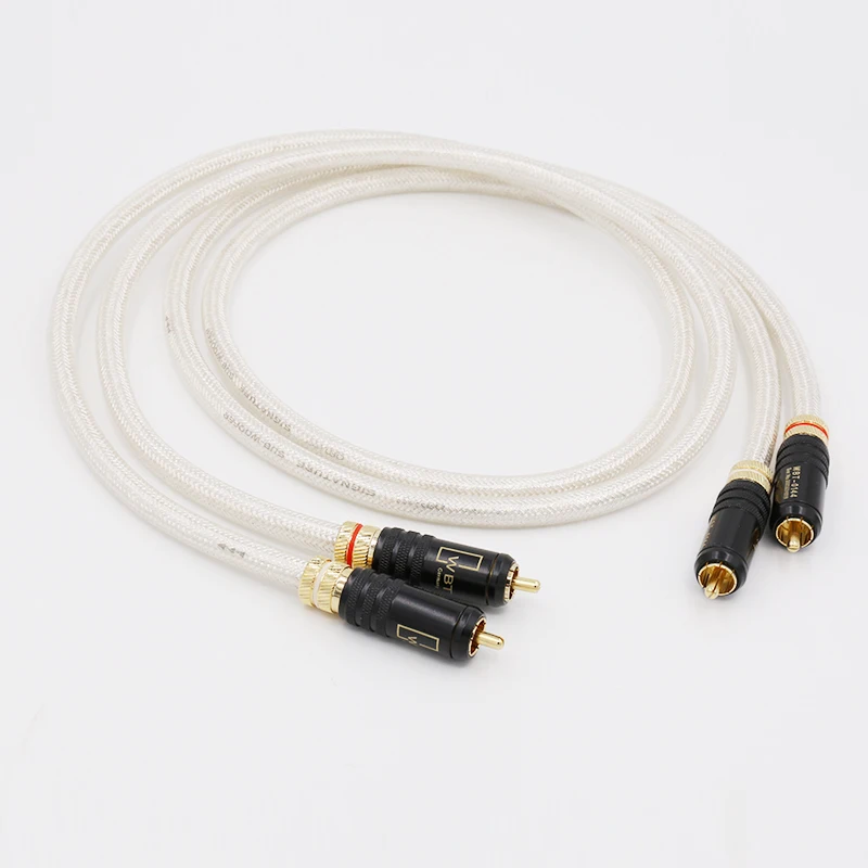  Free shipping Hifi Signature OFC Silver Platedr Interconnect Cable With 0144 Gold Plated RCA plugs
