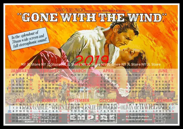 Gone with the Wind 2019 calendar Home Furnishing decorative white