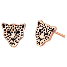 Недорогие стильные серьги, покрытые розами в форме лисы, Женские Ювелирные серьги, черная эмаль, изысканные ювелирные серьги