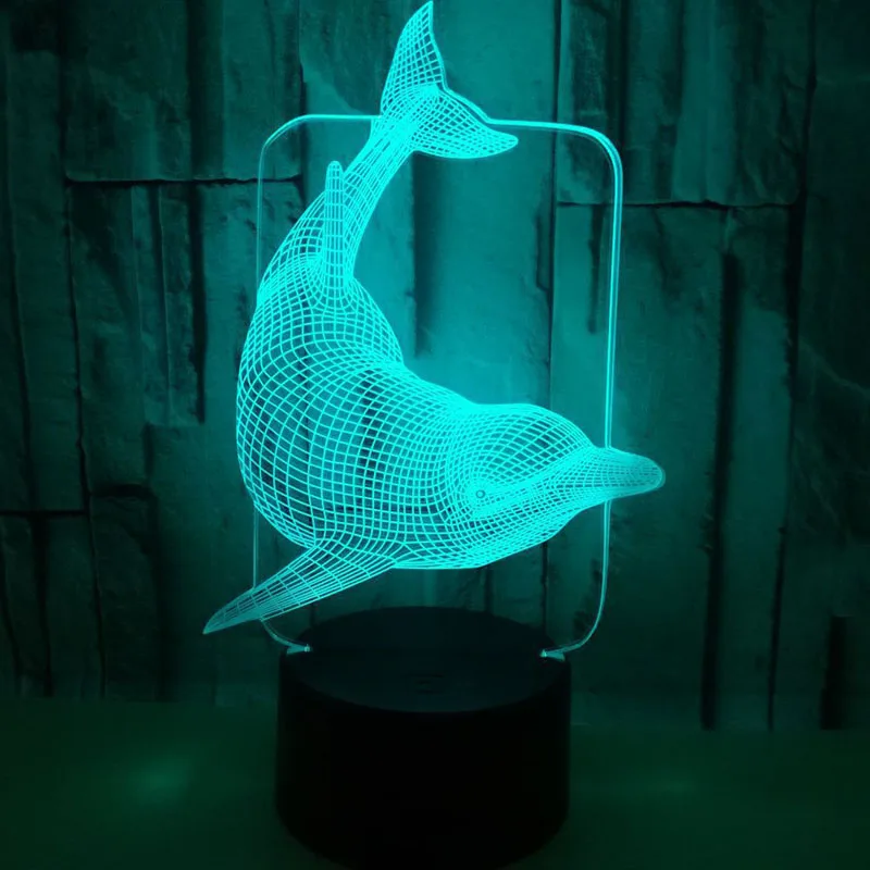 

YIMIA Novelty Gift USB 7 Colors Changing Swimming Dolphin Model LED Night Light 3D Table Desk Touch Lamp Children Gift