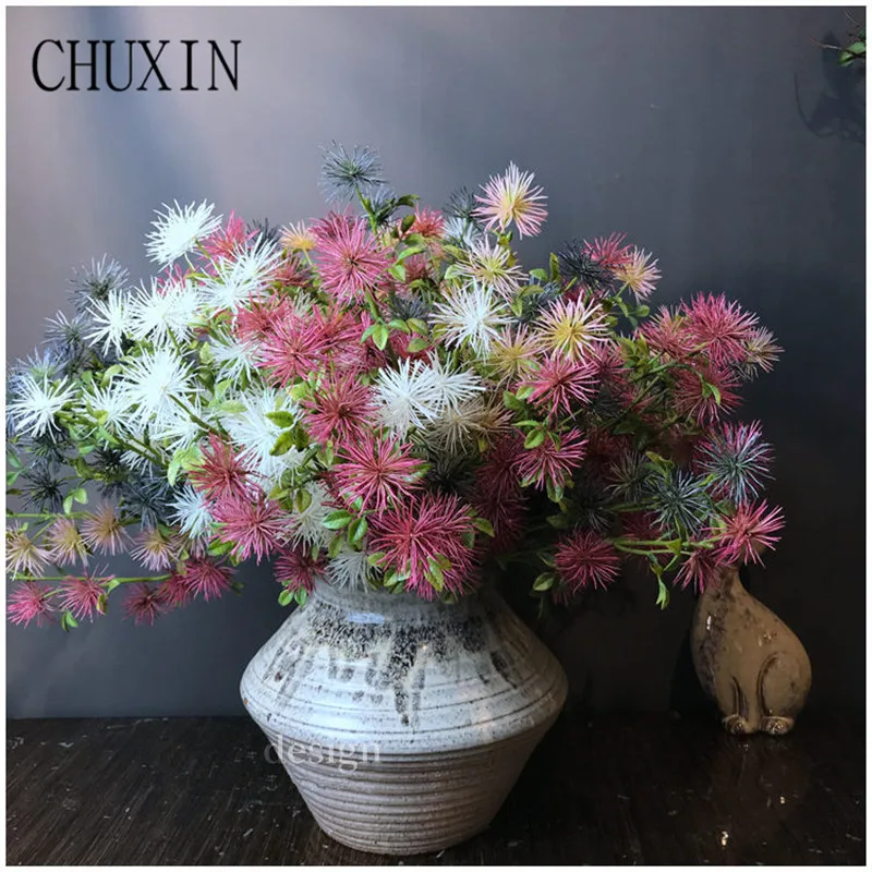 

Artificial 6 flower head plastic small mans flower home living room decoration fake flower wedding scene layout photography prop
