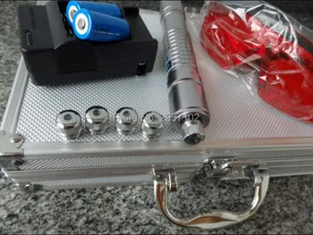 

HOT! High power military 50w 50000m 450nm blue laser pointer Flashlight focusable burning match burn cigarette+Glasses Hunting