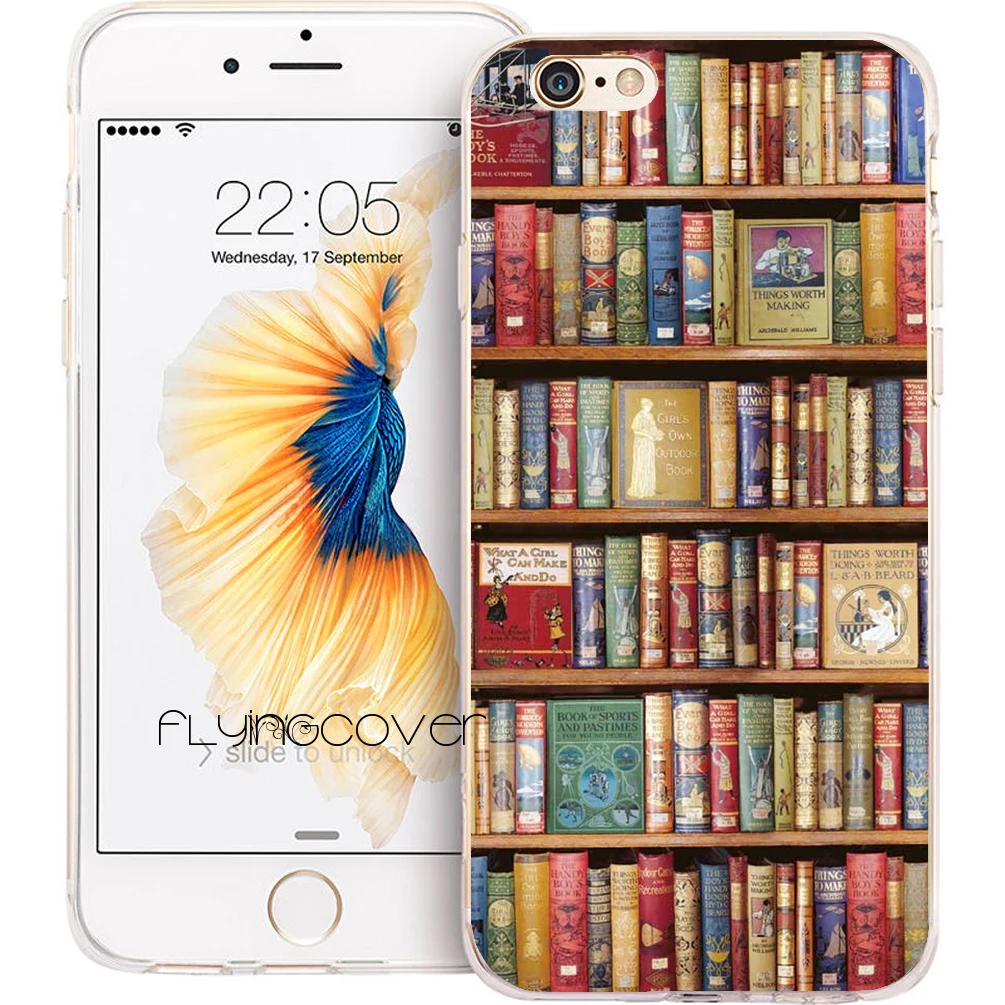 Coque Bookshelf Cool Books Clear Soft Silicone Phone Cases for iPhone XS Max XR X 7 8 6 6S Plus 5S 5 SE 5C 4S 4 iPod Touch 5. |
