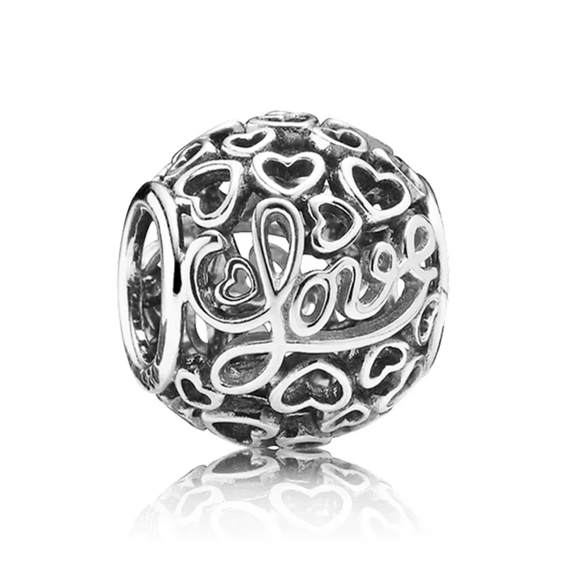 

Authentic 925 Sterling Silver Bead Charm Openwork Message Of Love Heart Beads Fit Women Pandora Bracelet Bangle Diy Jewelry