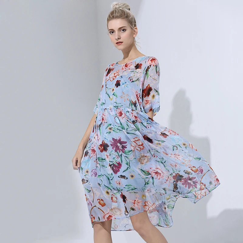 vestido de seda curto solto