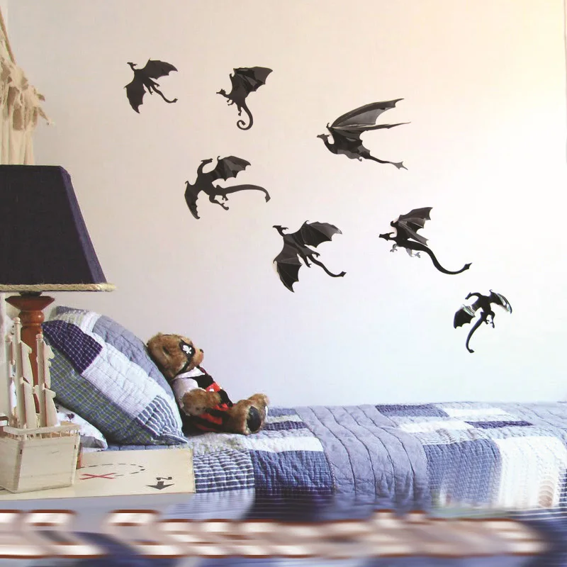 3d halloween game of dragon sticker removable vinyl decal art room decor quote wall decoration waterproof