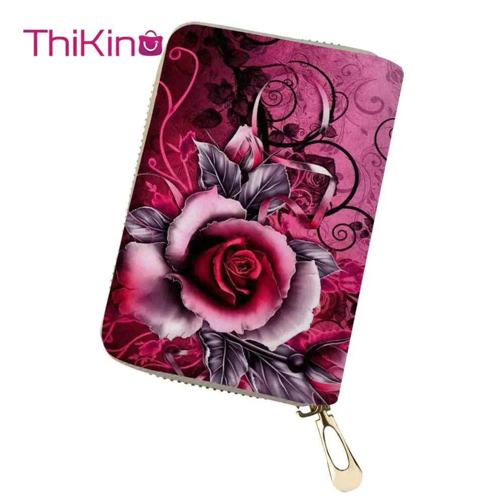

Thikin Flame Rose Pattern Card Holder for Girls Teens Mini Card Bag Women Card Protector Students Card package Baby Storage Bags