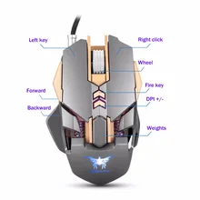 COMBATERWING – Cored Gaming Mouse Mice 7 Buttons 3200 DPI 4 Color Breathing LED Light Ergonomic Wired Mouse Souris For Gamer