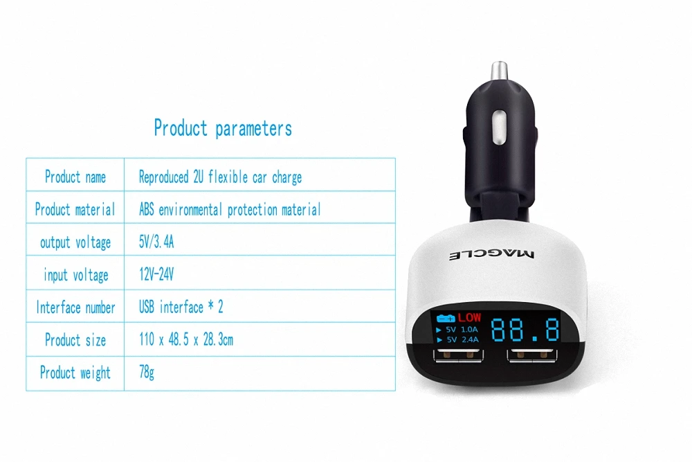 Светодиодный экран Dual USB Автомобильное зарядное устройство для смартфона Настольный ПК универсальное зарядное устройство 3.4A автомобильное Напряжение Мониторинг дисплей Прямая поставка